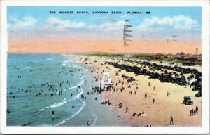 postcard Daytona Beach FL - The Wonder Beach - bird's eye beach scene