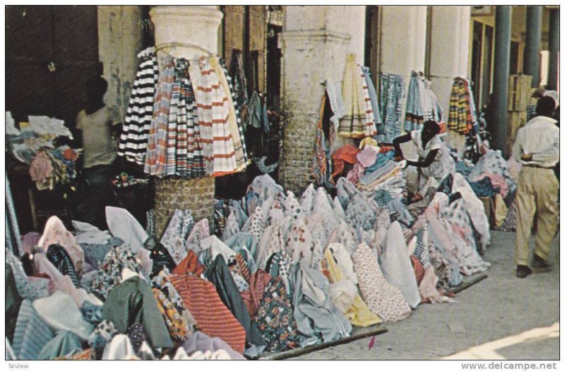 Street Scene, Fabric Vendor, near Port-au-Prince, Haiti, West Indies, PU-1960