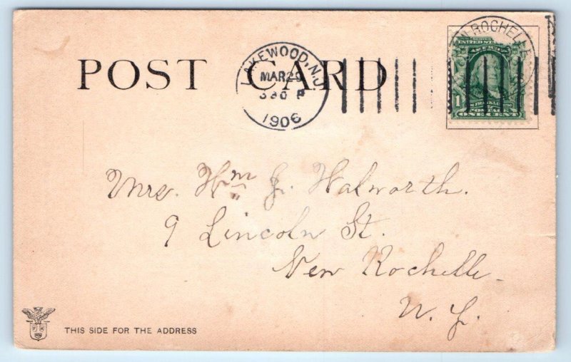 LAKEWOOD, NJ New Jersey~ MADISON AVENUE Road Scene LAKE CARASALJO 1906 Postcard