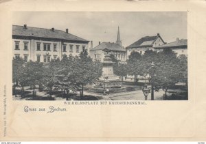 Gruss aus BOCHUM , Germany , 1890s ; Wilhelmsplatz mit Kriegerdenkmal