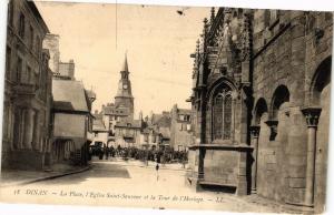 CPA DINAN - La Place - 'Église St-Sauveur et la Tour de l'Horloge (230136)