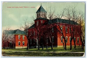 1910 High School Exterior Building Fort Scott Kansas KS Vintage Antique Postcard