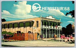 HemisFair 1968 Texas Worlds Fair~Old Schultze Store Humble Pavilion~Vtg Postcard