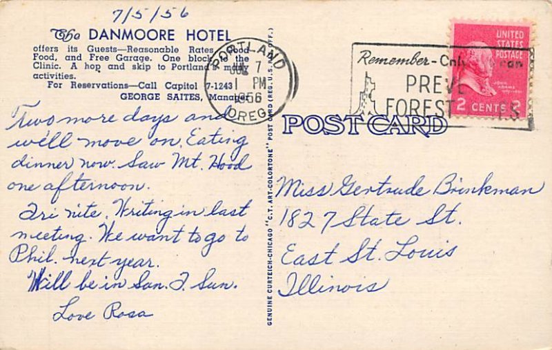 Diamond Hotel Portland , Oregon OR Postcard