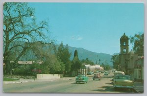 Ojai California~Main Street~Post Office Tower & Shopping Center~1950s Cars 