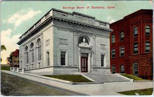 DANBURY, CT Connecticut      SAVINGS  BANK  of  Danbury   1910   Postcard