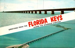 Florida Keys Greetings Showing The Overseas Highway 1970