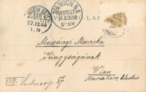 Angel Christmas devotion greetings chromo postcard Hungary 1900s