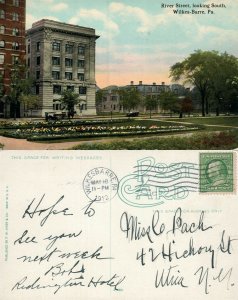 WILKES-BARRE PA RIVER STREET 1912 ANTIQUE POSTCARD