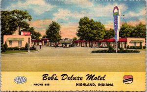 Indiana Highland Bob's Deluxe Motel 1954 Curteich