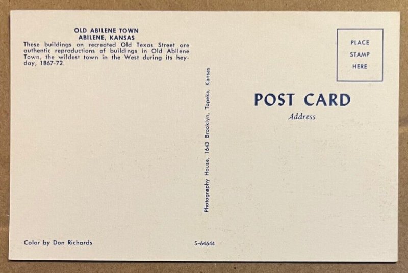 VINTAGE UNUSED POSTCARD - OLD ABILENE TOWN, KANSAS