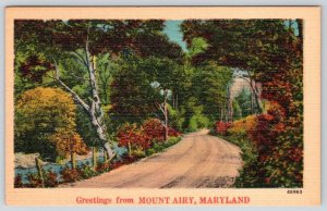 1950-60's GREETINGS FROM MT MOUNT AIRY MARYLAND MD VINTAGE LINEN POSTCARD 46963