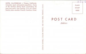 Postcard Swimming Pool at Hotel Californian in Fresno, California