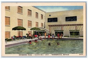 Winnemucca Nevada NV Postcard Sonoma Inn Swimming Pool c1940's Unposted Vintage
