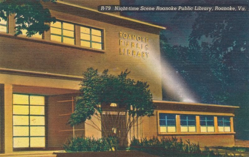 Night Scene at Roanoke Public Library - Roanoke VA, Virginia - Linen