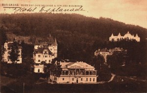 Czech Republic Marienbad Blick auf Cafe Bellevue u Schloss Vintage Postcard C249