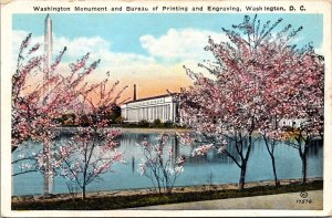 Washington Monument Bureau Printing Engraving DC WB Postcard UNP VTG Unused 