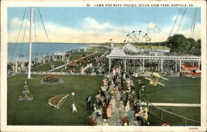 Norfolk Virginia Ocean View Park Amusements c1930-50s Vintage Postcard