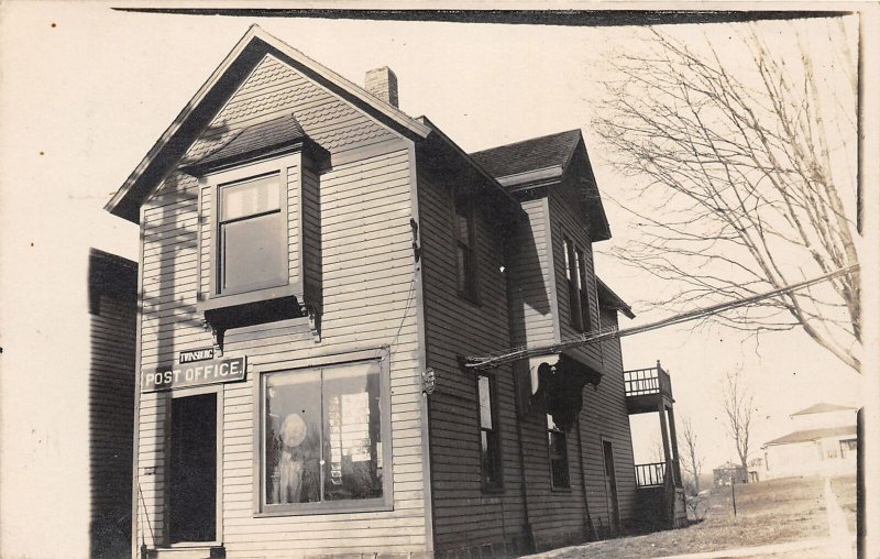 H3/ Twinsburg Ohio RPPC Postcard 1909 Post Office Building