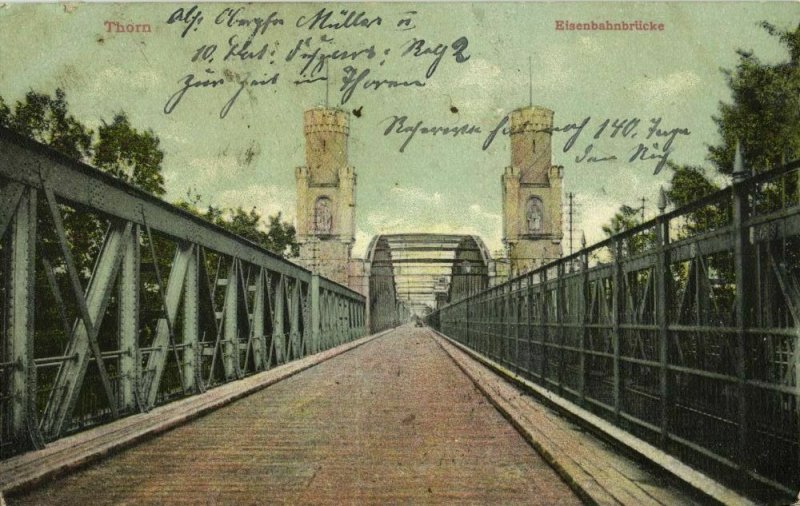poland germany, THORN TORUN, Eisenbahnbrücke (1910) Due to 2 Cents Amerika