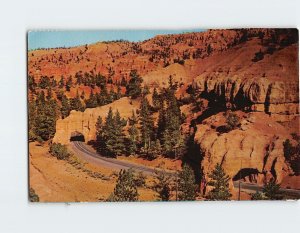 Postcard Tunnels In Red Canyon, Approach To Bryce Canyon, Utah