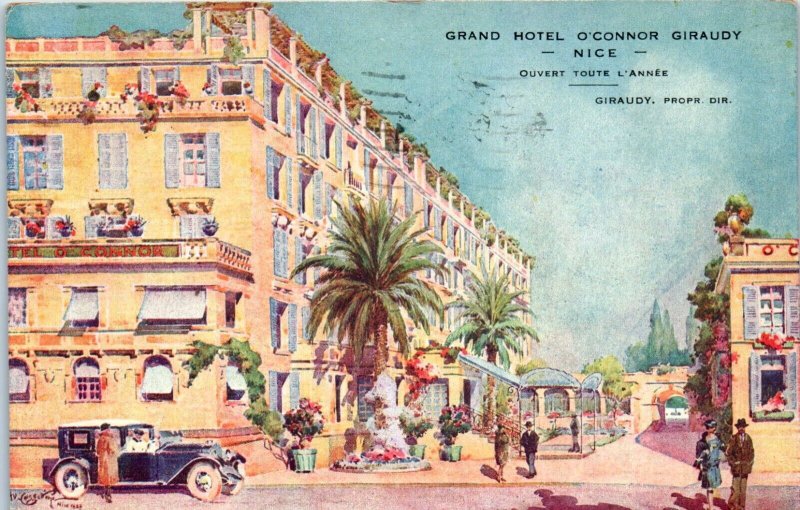 1920s Grand Hotel O'Connor Giraudy Nice France Postcard
