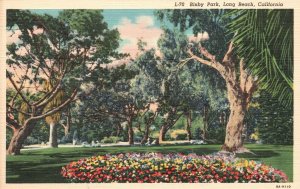 Vintage Postcard 1920's View of Flowers Bixby Park Long Beach California CA