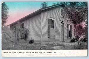 1911 Home Of Jesse James & Where He Shot House St. Joseph Missouri MO Postcard