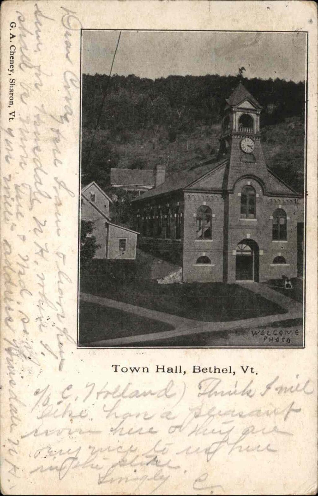 Bethel Vermont VT Town Hall c1910 Vintage Postcard United States