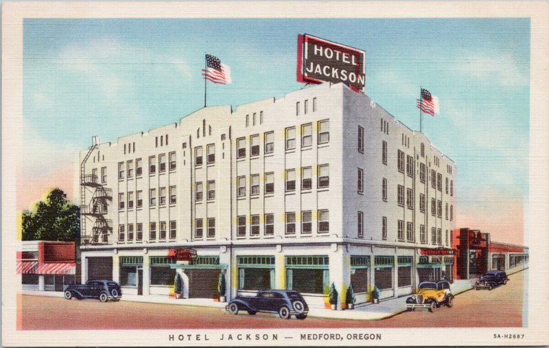 Hotel Jackson Medford Oregon OR Unused Advertising Linen Postcard G94