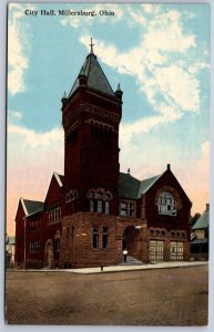 K48/ Millersburg Ohio Postcard c1910 City Hall Fire Department 305