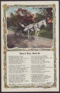 Horse Cart,Lover's Lane,Saint Joseph,MO Postcard