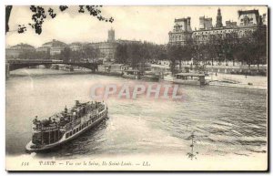 Old Postcard Paris Seine View lle Saint Louis Peniche Cinchona