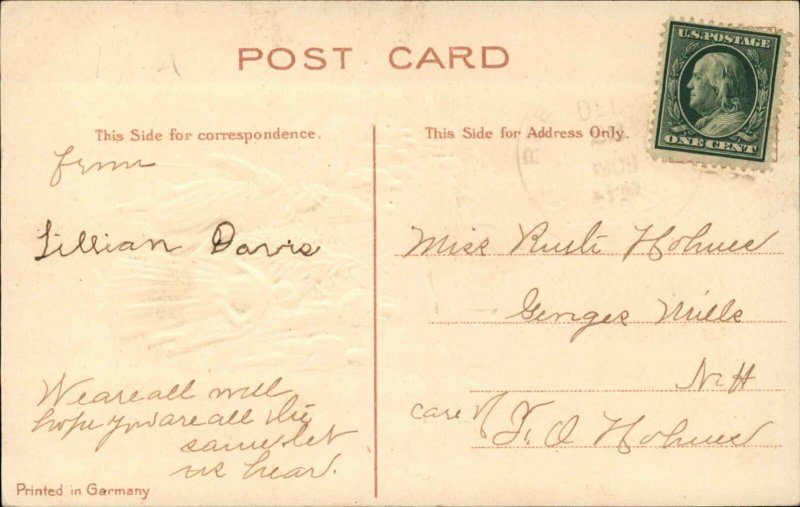 EAS Christmas Church Winter Scene Moonlight c1910 Vintage Postcard 