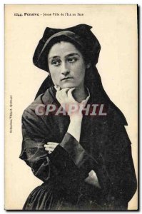 Old Postcard Folklore Pensive Girl L & # 39Ile Sein