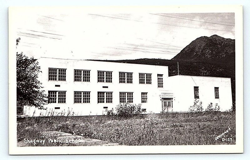 RPPC SKAGWAY, AK Alaska ~ PUBLIC SCHOOL c1940s Dedman Photo  Postcard