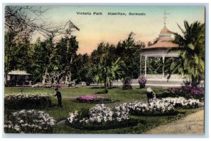 c1950's Victoria Park Landscape Gardener Shelter Flag Hamilton Bermuda Postcard