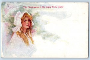 Pretty Woman Postcard Curly Hair The Contenance Is The Index To The Mind c1910's