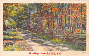 D51/ Latta South Carolina SC Postcard Linen Greetings from Latta S.C.