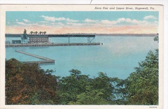 Virginia Hopewell Anco Pier and James River Curteich