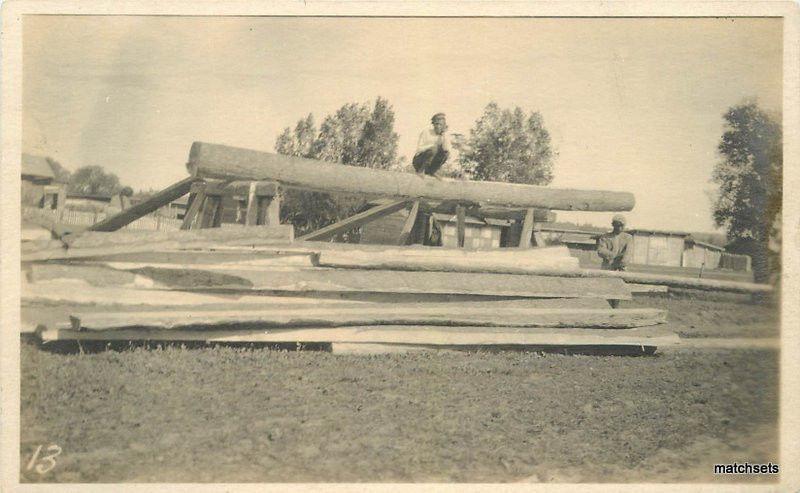 Black Men Logging Lumber workers C-1910 RPPC postcard 2191