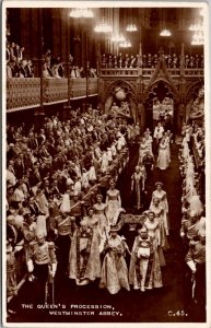 UK Royalty The Queen's Procession Westminster Abbey Real Photo Postcard Z6