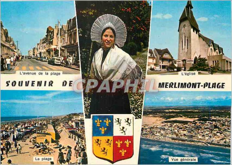 Postcard Modern Merlimont Plage P C Beach Avenue Beach The church General vie...