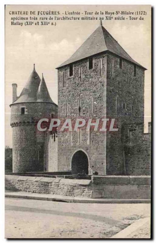 Old Postcard Chateau De Fougeres The entrance Tower Hague St Hilaire specimen...