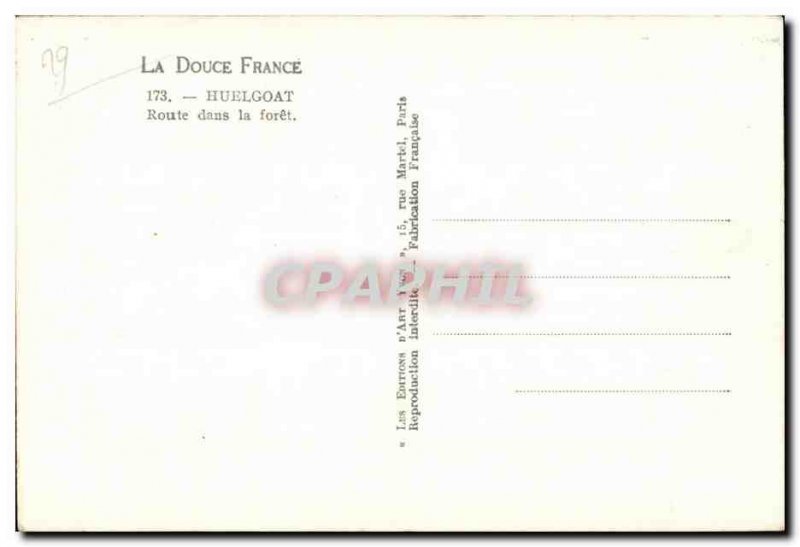 Old Postcard La Douce France Huelgoat Road in the forest