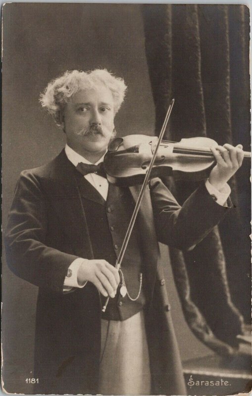 Pablo Sarasate Violin Violinist Musician Real Photo Postcard G27