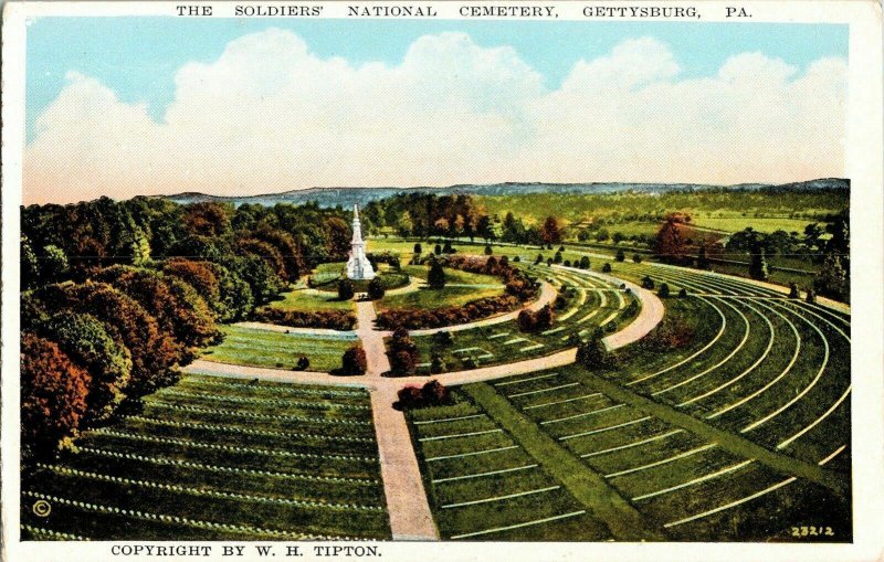 Soldiers National Cemetery Gettysburg PA Pennsylvania Tipton Vintage Postcard 