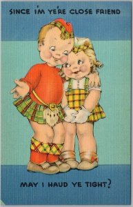 Vintage Scottish Kilt Children Lithograph Postcard by Asheville Post Card Co H81
