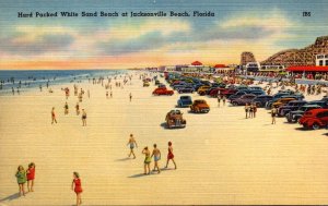 Florida Jacksonville Beach Hard Packed White Sand 1949