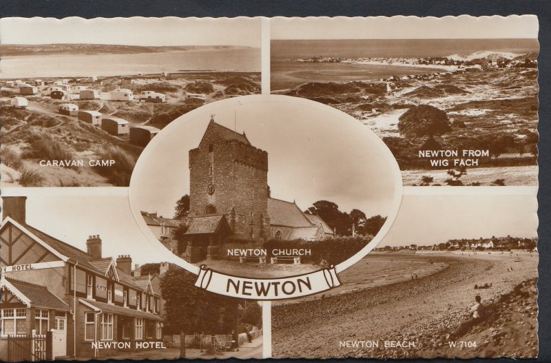 Wales Postcard - Views of Newton Caravan Camp, Newton Hotel & Beach  DC739